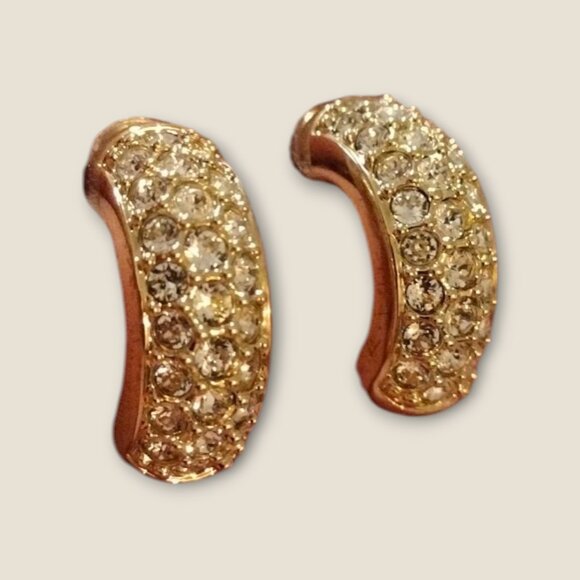 Swarovski Pave Half Hoop Earrings - Picture 1 of 4